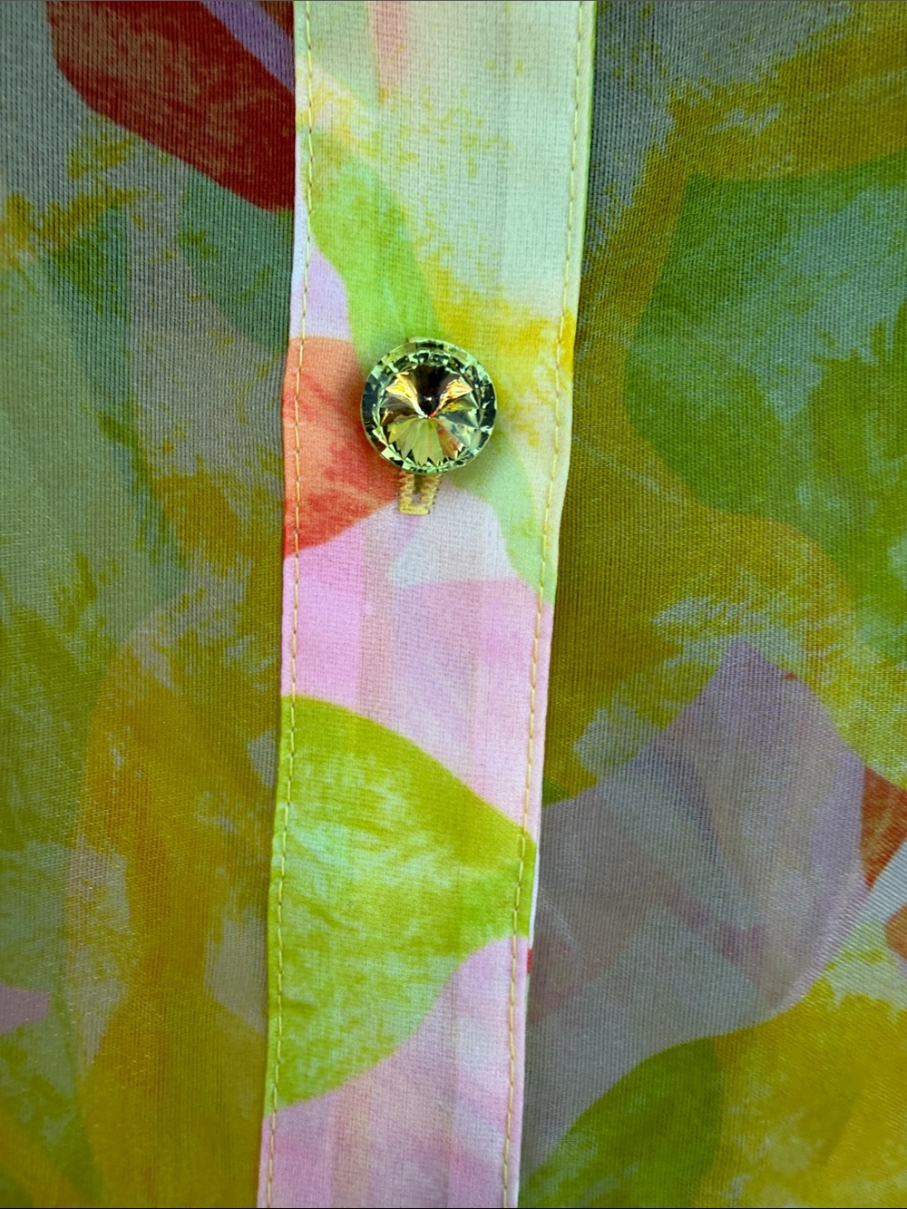 C Wonder 2X Christian Soriano Yellow & Pastel Floral Button-Front Dress sheer - Picture 11 of 12